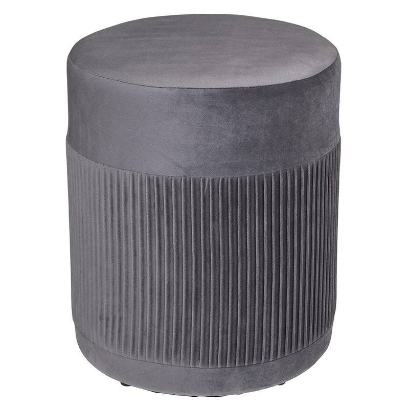 Pouf en velours Nofy gris rond Atmosphera - Image 1