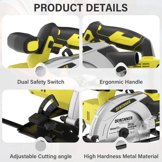 Scie Circulaire Sans Fil,Scie Circulaire Pour le Bois 4000RPM,4,0Ah Batterie,Profondeur de Coupe Max: 54mm-38mm,3 Lame +Sac en Toile - Image 4