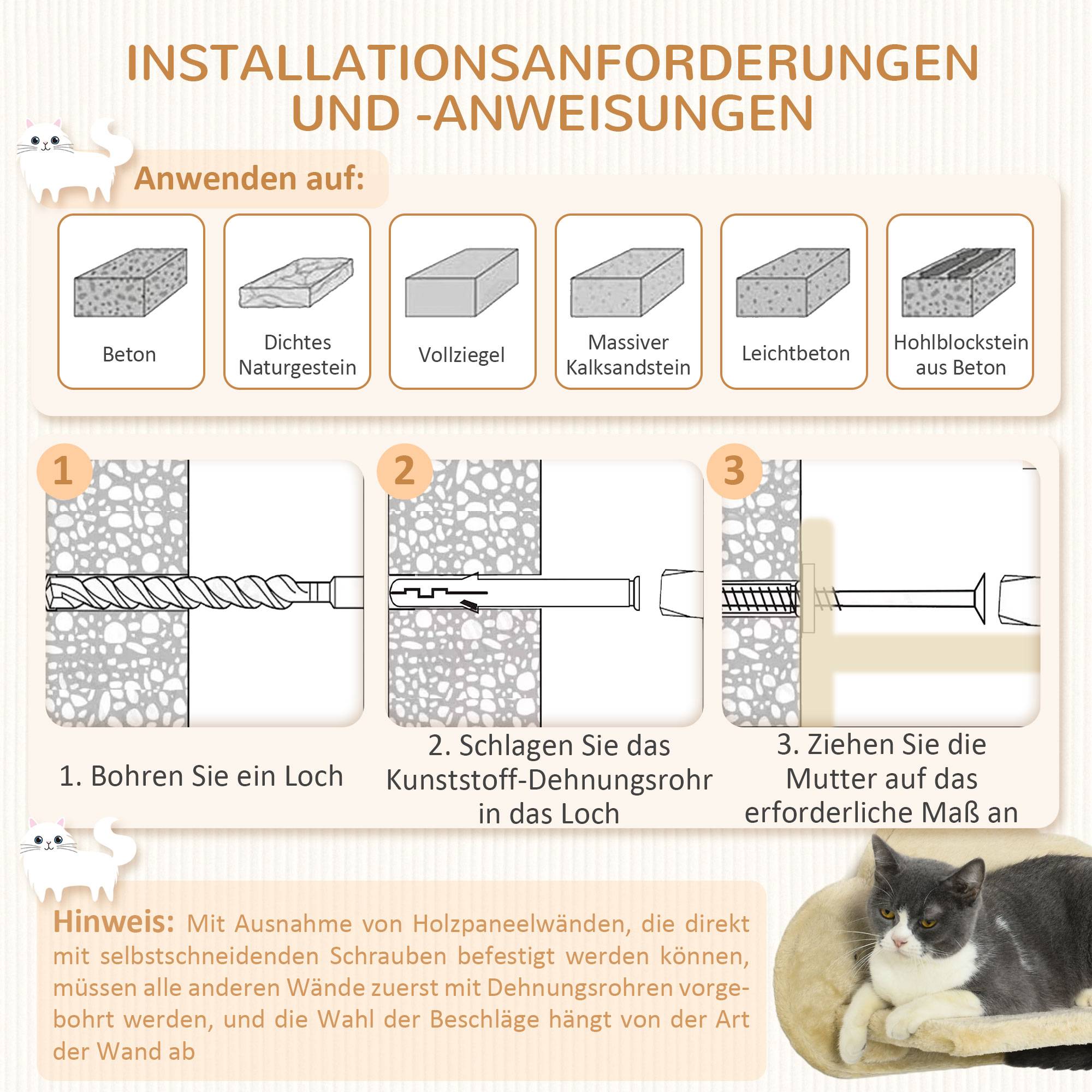 Sans Marque - Escalier chat 5 pièces, 2 colonnes, 2 plateformes peluche, hamac, Beige - Image 9