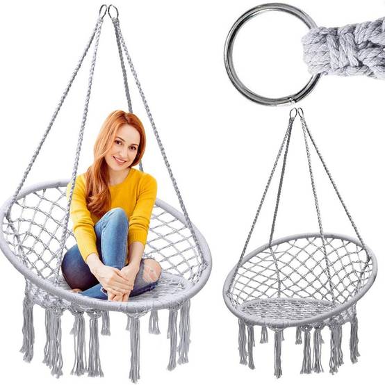 hamac fauteuil chaise suspendu balançoire nid d'oiseau 80x60x40 cm - Image 1