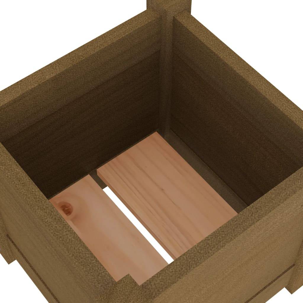 Maison Chic - Jardinière d'extérieur - Pot De Fleurs Marron miel 31x31x31 cm Bois de pin massif - Image 6