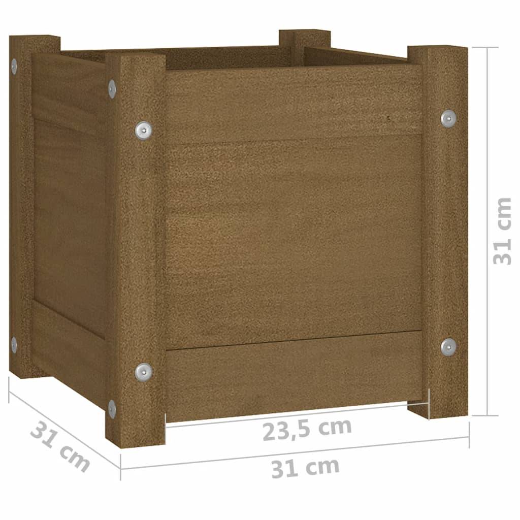 Maison Chic - Jardinière d'extérieur - Pot De Fleurs Marron miel 31x31x31 cm Bois de pin massif - Image 8