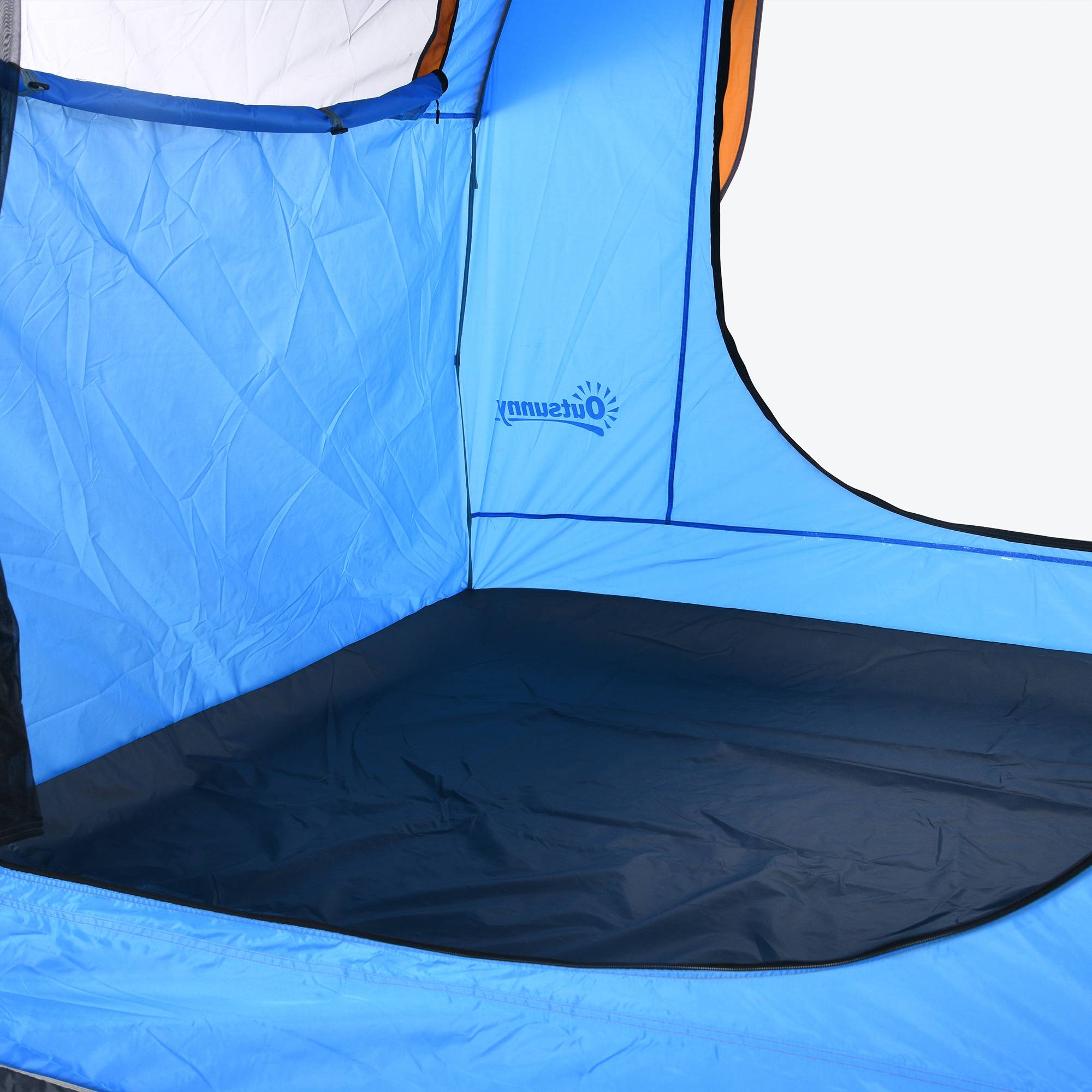 Tente voiture 5-6 personnes pour SUV avec hayon, 3 portes, fenêtre moustiquaire, trekking bleu orange - Image 9