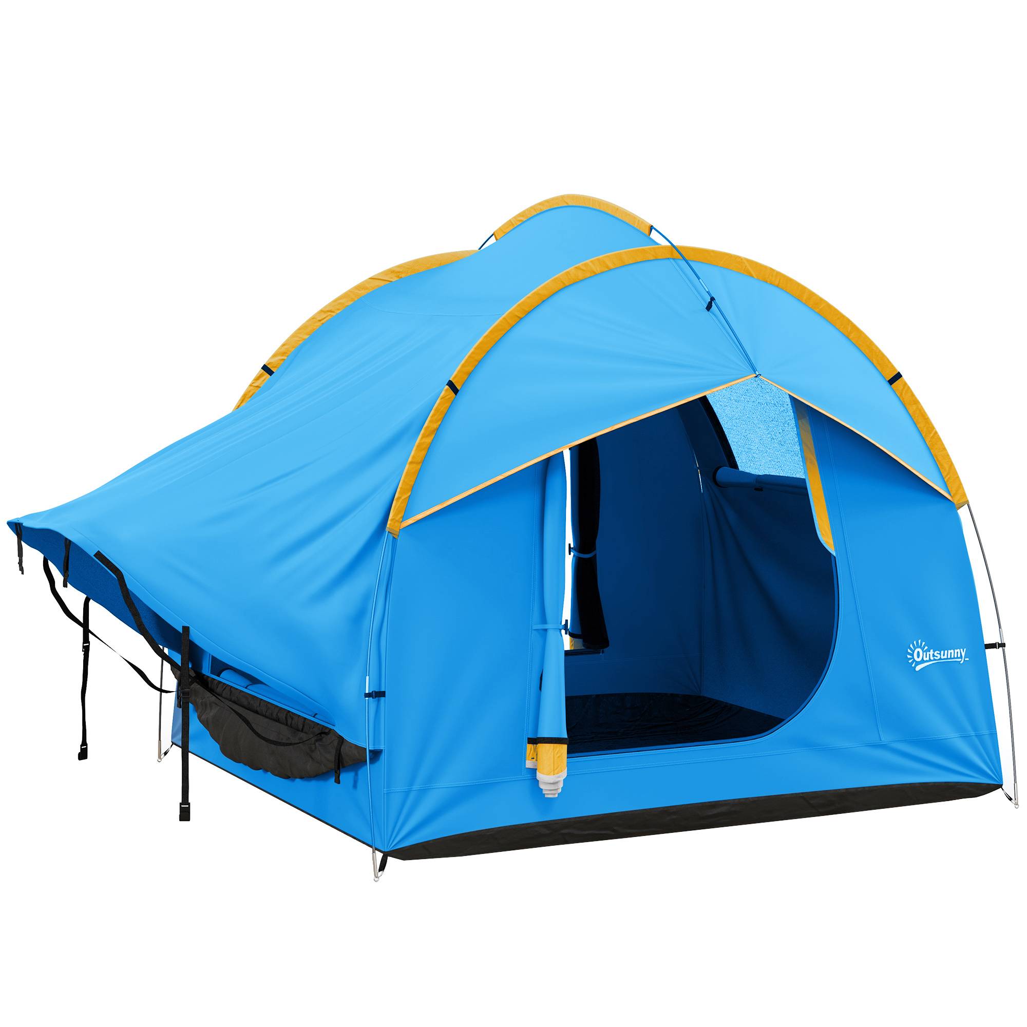 Tente voiture 5-6 personnes pour SUV avec hayon, 3 portes, fenêtre moustiquaire, trekking bleu orange - Image 2