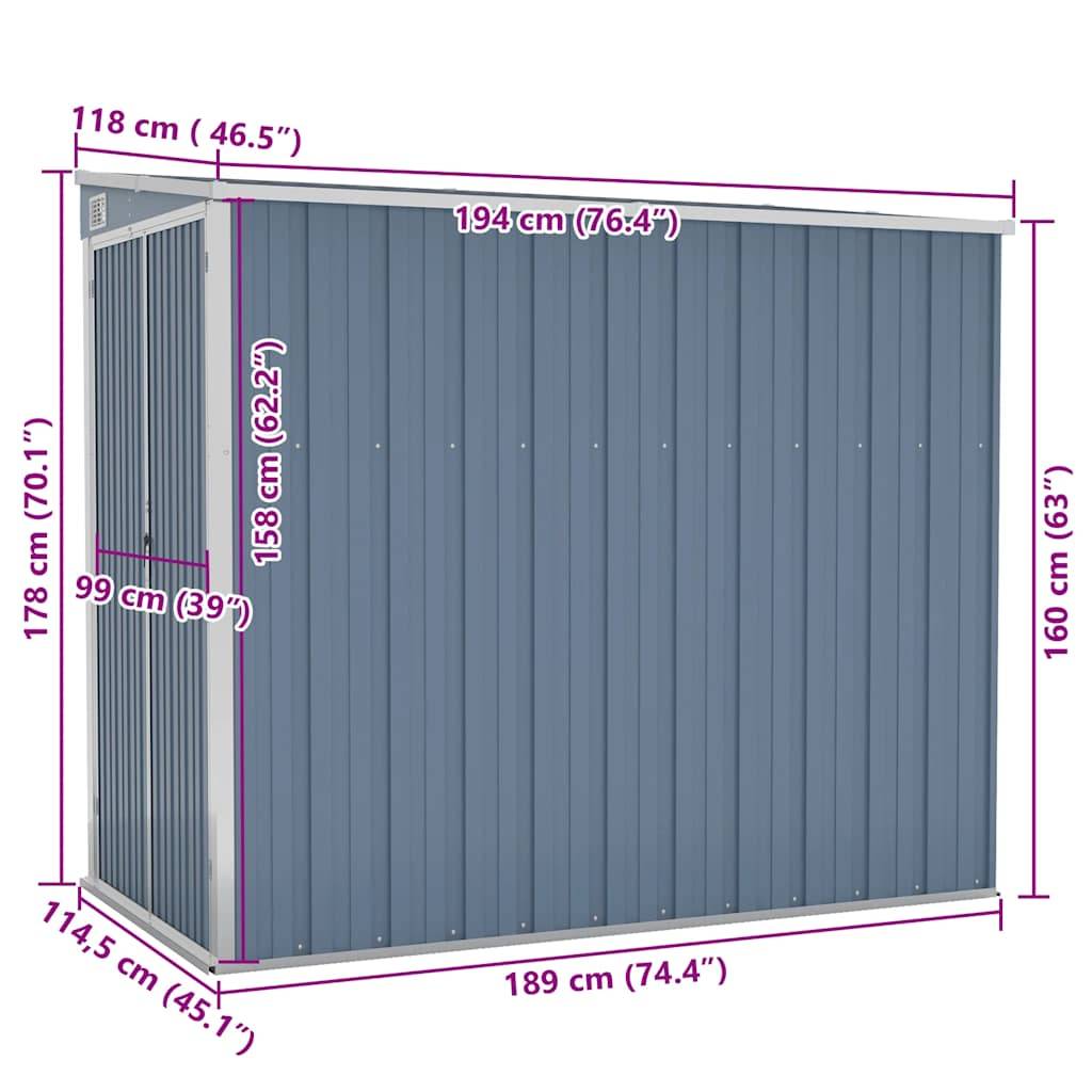 Vidaxl - Abri de jardin mural Gris 118x194x178 cm Métal galvanisé vidaXL 316222 - Image 3
