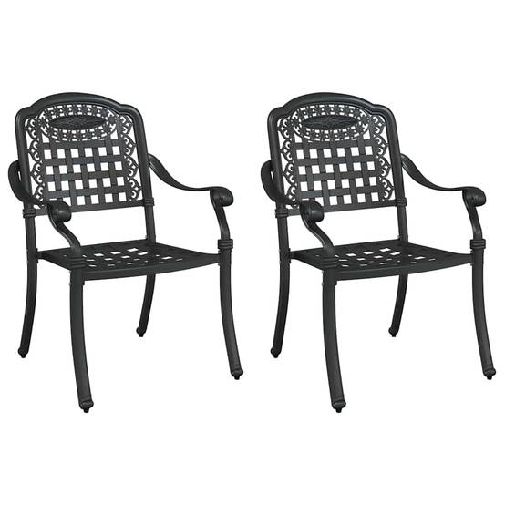 Chaise de jardin aluminium noir 55 x 56,5 x 91 cm (Lot de 2) - PANGIVO - Image 2