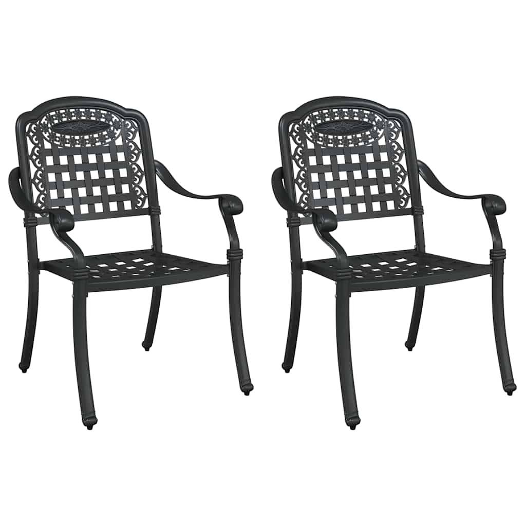 Chaise de jardin aluminium noir 55 x 56,5 x 91 cm (Lot de 2) - PANGIVO - Image 2