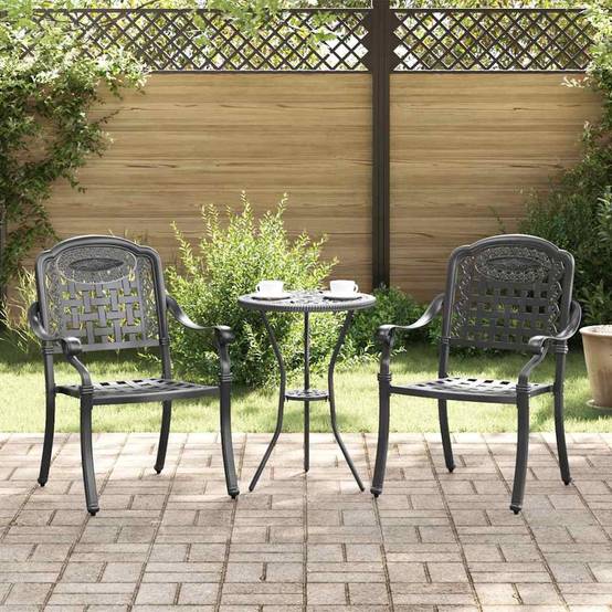Chaise de jardin aluminium noir 55 x 56,5 x 91 cm (Lot de 2) - PANGIVO - Image 1