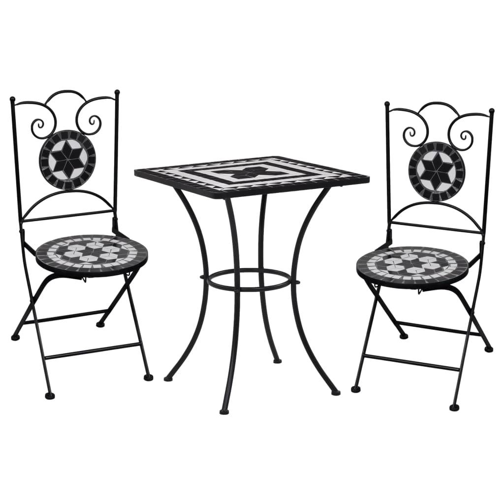 Vidaxl - Ensemble de bistro 3 pcs mosaïque Carreau céramique noir Blanc vidaXL 279414 - Image 1