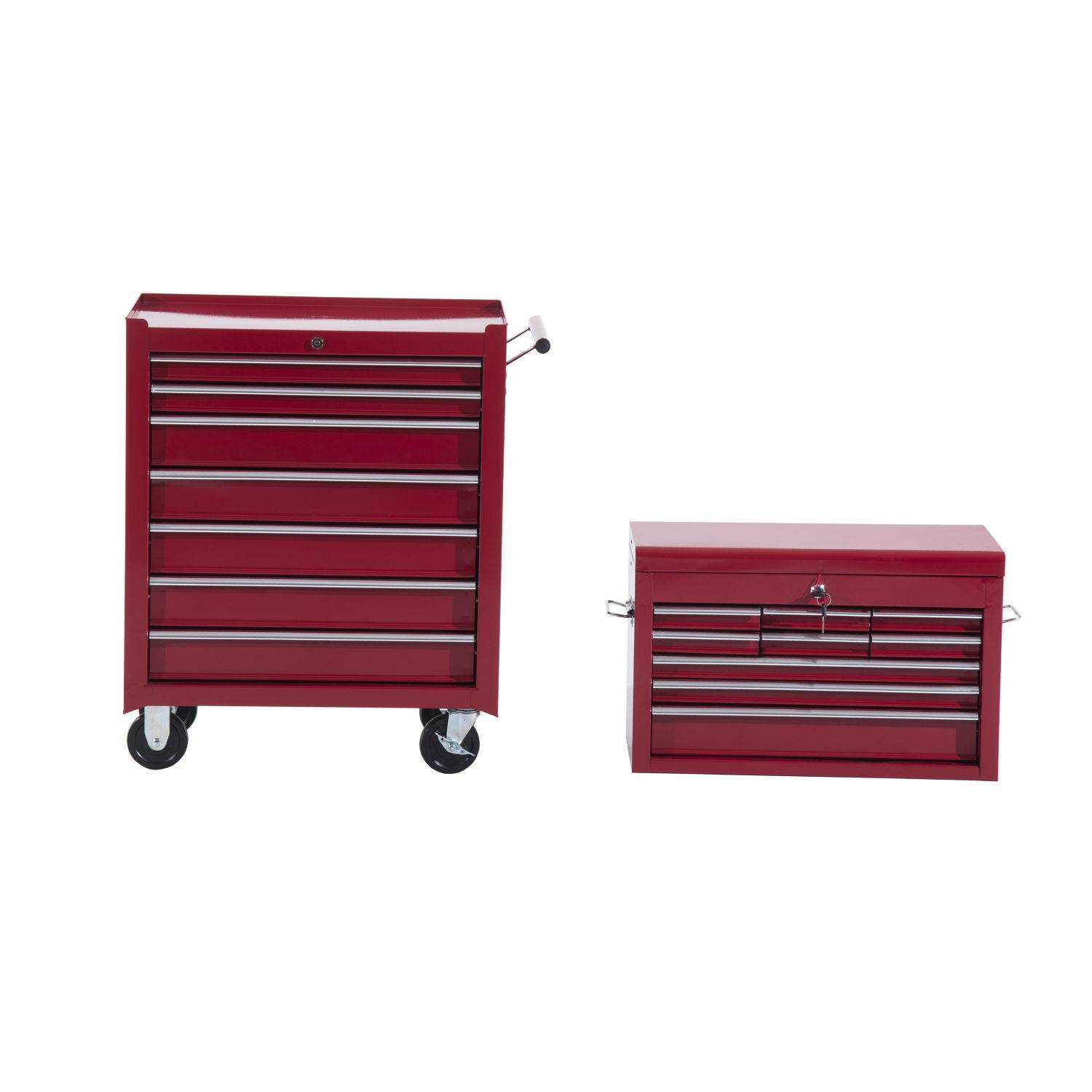 Sans Marque - Chariot atelier avec caisse, vide verrouillable, tiroirs, rangement, clé, tapis, rouge - Image 10