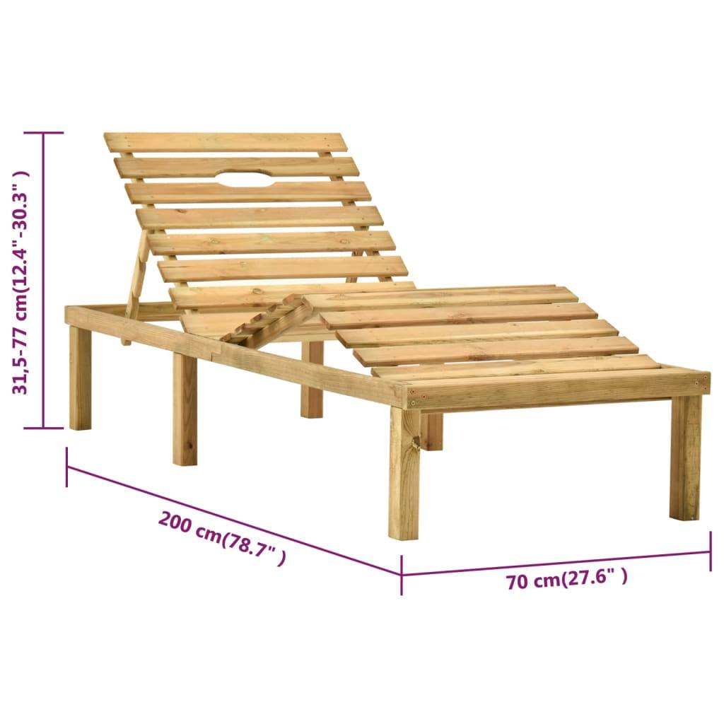 Helloshop26 - Transat chaise longue bain de soleil lit de jardin terrasse 200 x 70 x (31,5-77) cm meuble d'extérieur avec table bois de pin imprégné - Image 8