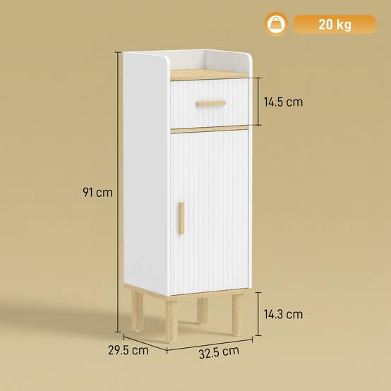 Meuble salle de bain étroit avec étagère réglable, colonne rangement verticale WC salle de bain blanc gain de place - Image 5