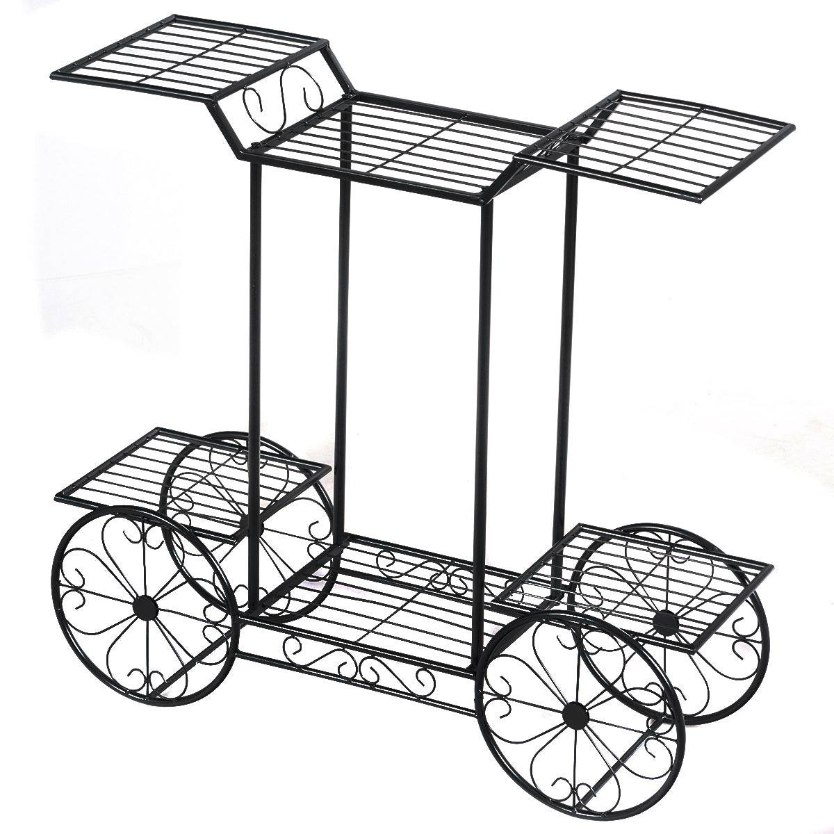 Helloshop26 - Support métallique pour jardin 80,5 x 25 x 75 cm support des plantes en pots 6 étages noir - Image 1