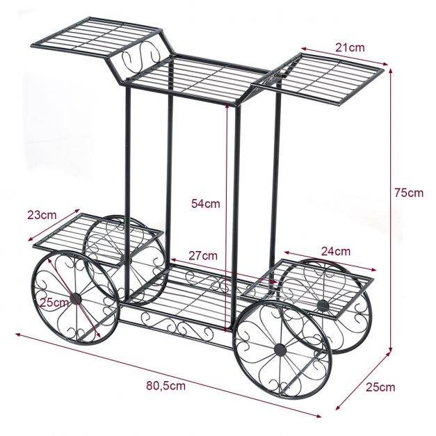 Helloshop26 - Support métallique pour jardin 80,5 x 25 x 75 cm support des plantes en pots 6 étages noir - Image 4