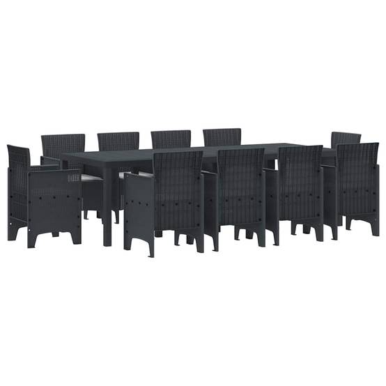 Salon de Jardin Repas 10 Places Résine Tressée Grande Table pour Famille et Amis Anthracite – ComfortXL Outdoor Living - Image 2