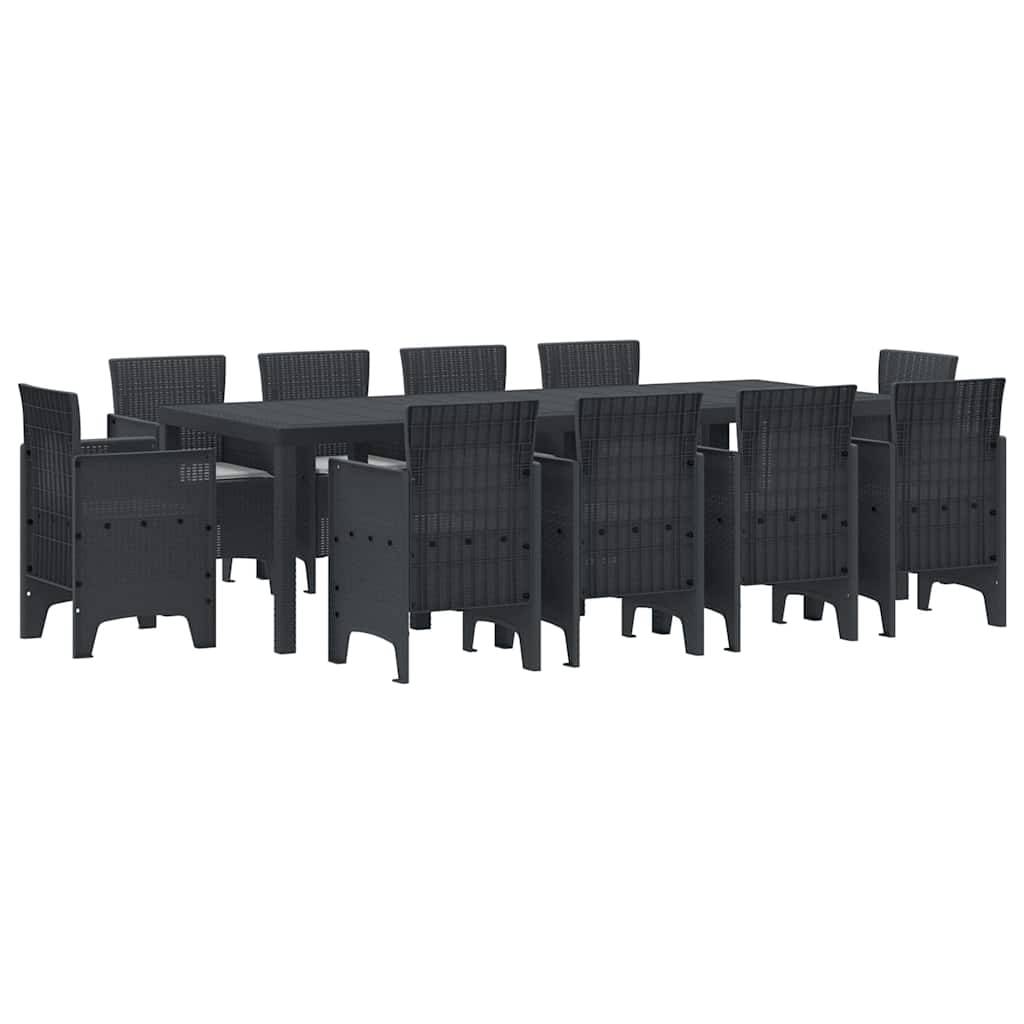 Salon de Jardin Repas 10 Places Résine Tressée Grande Table pour Famille et Amis Anthracite – ComfortXL Outdoor Living - Image 2