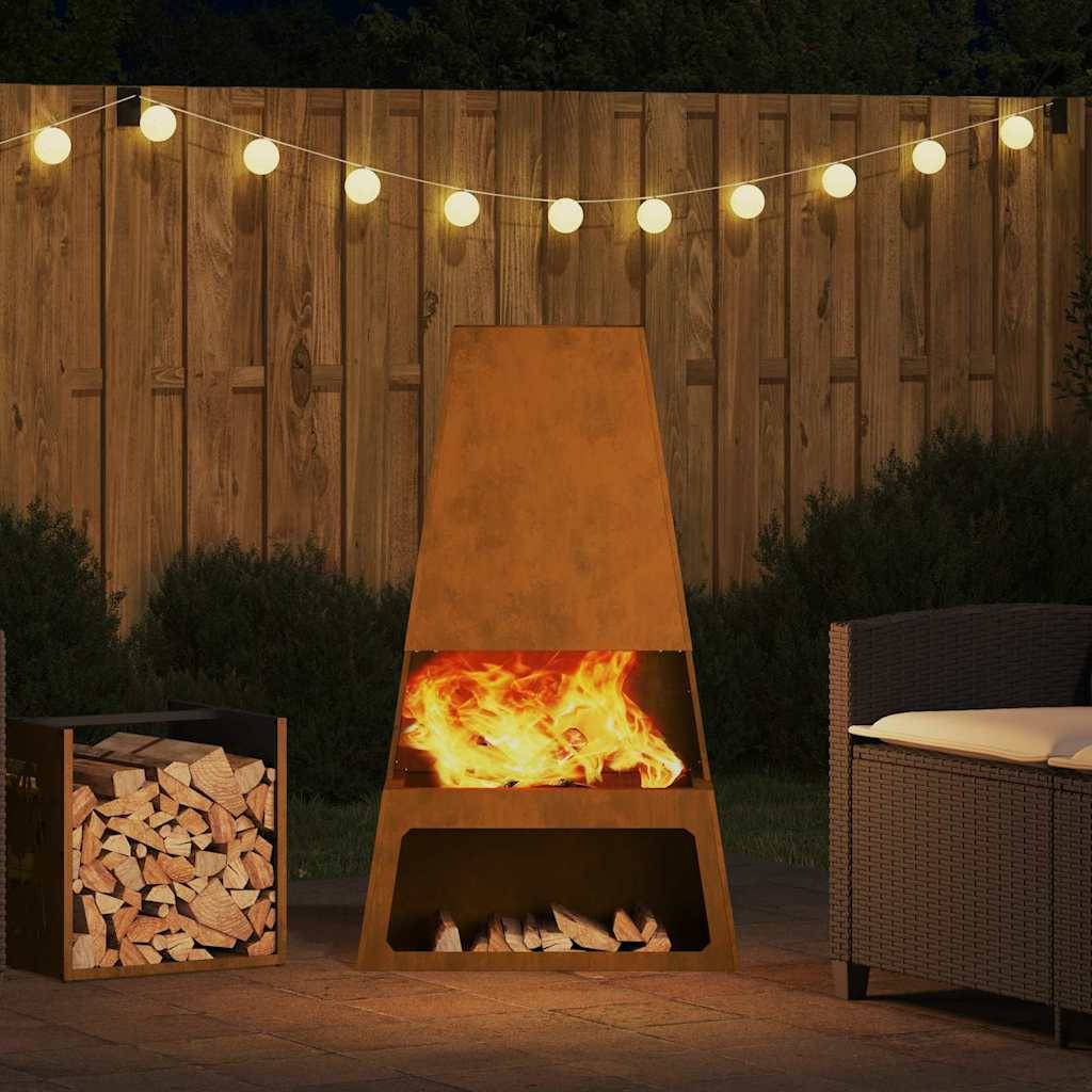 Foyer extérieur vertical 100cm en acier design Marron – ComfortXL Outdoor Living - Image 4