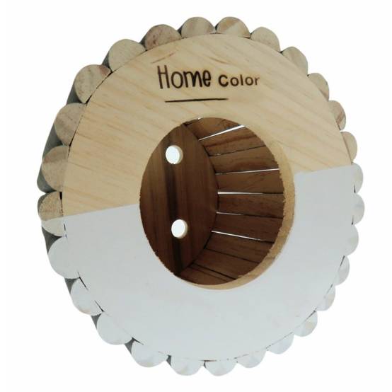 Maison en bois ronde, blanche, ø 19 cm x 19 cm pour rongeur - Image 6