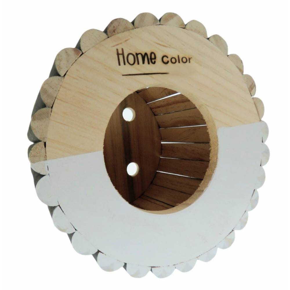 Maison en bois ronde, blanche, ø 19 cm  x 19 cm pour rongeur - Image 6