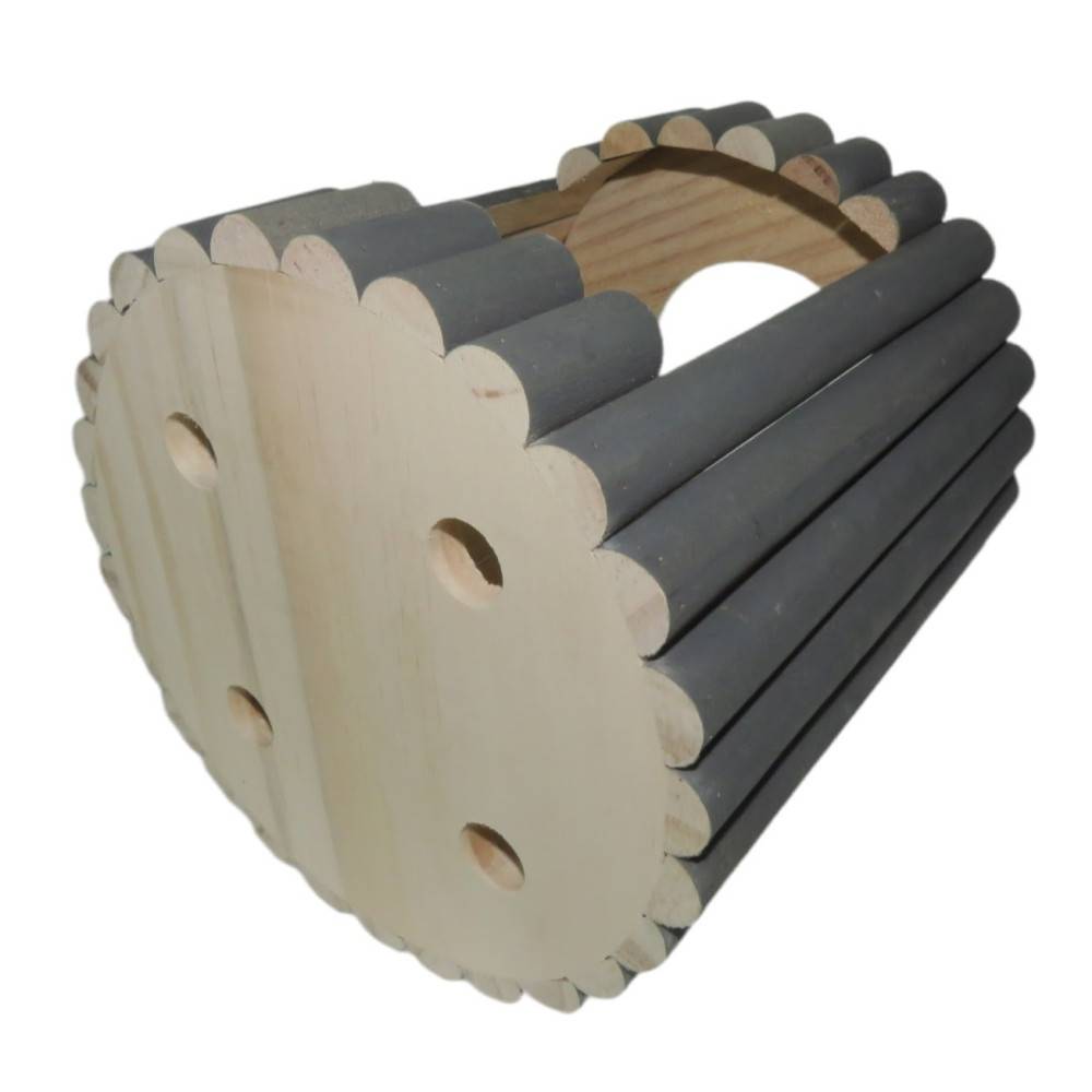 Maison en bois ronde, blanche, ø 19 cm  x 19 cm pour rongeur - Image 4