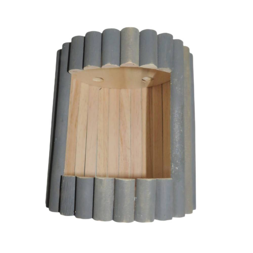 Maison en bois ronde, blanche, ø 19 cm x 19 cm pour rongeur - Image 5
