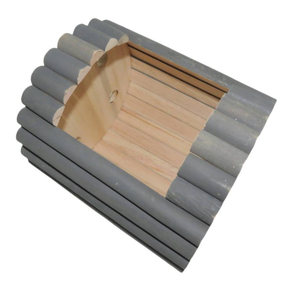 Maison en bois ronde, blanche, ø 19 cm  x 19 cm pour rongeur - Image 2