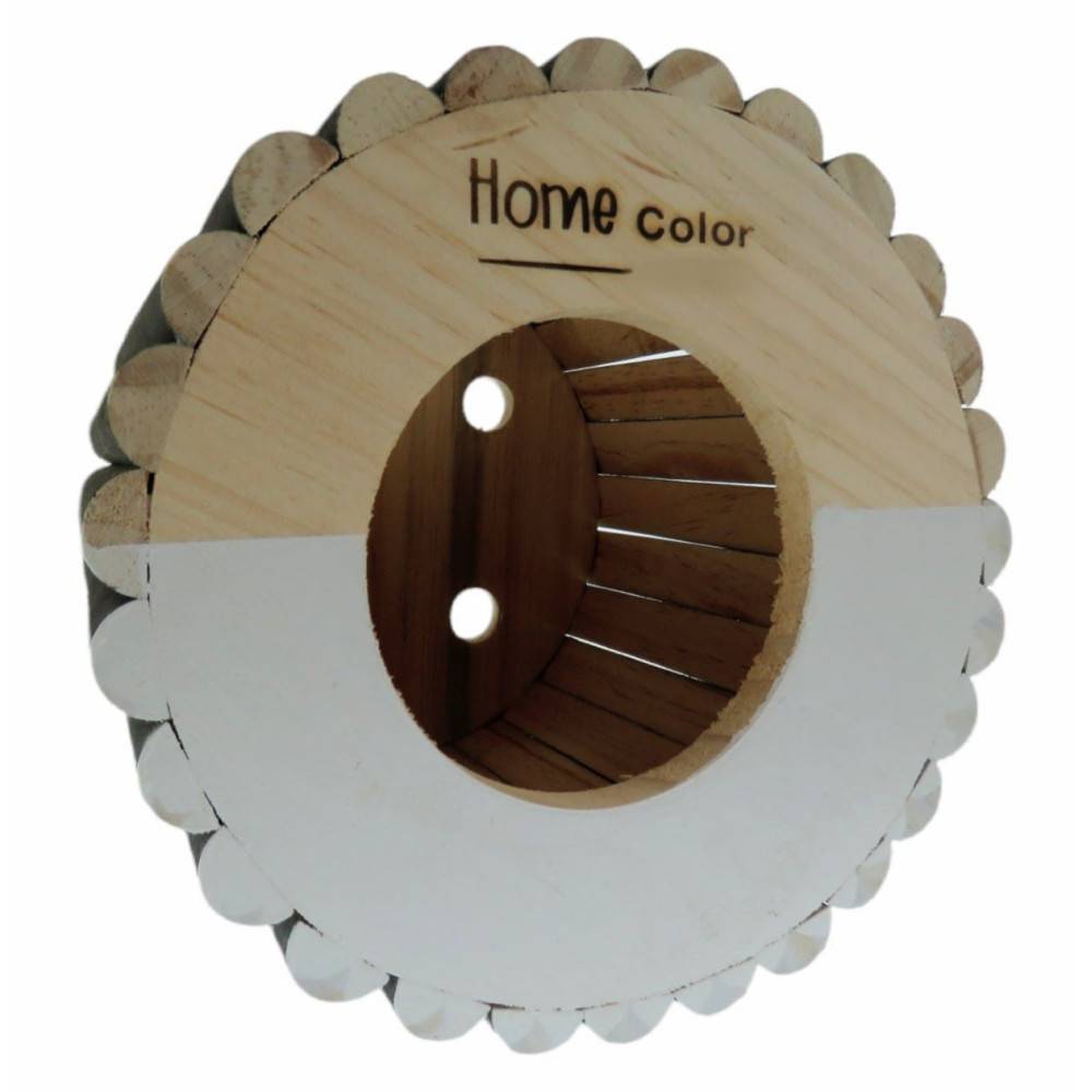 Maison en bois ronde, blanche, ø 19 cm  x 19 cm pour rongeur - Image 7