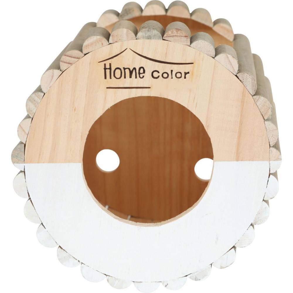 Maison en bois ronde, blanche, ø 19 cm  x 19 cm pour rongeur - Image 8