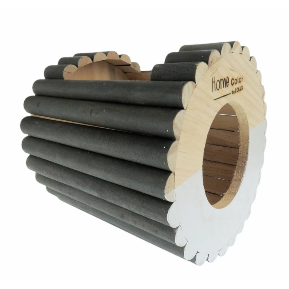 Maison en bois ronde, blanche, ø 19 cm  x 19 cm pour rongeur - Image 1