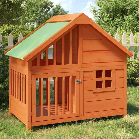 Niche pour Chien en Bois de Pin Massif Abri de Jardin Confortable avec Toit Étanche Brun - ComfortXL Pet Living - Image 1