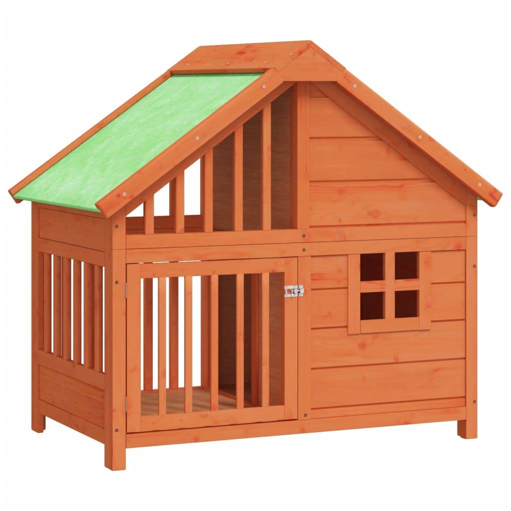 Niche pour Chien en Bois de Pin Massif Abri de Jardin Confortable avec Toit Étanche Brun - ComfortXL Pet Living - Image 2
