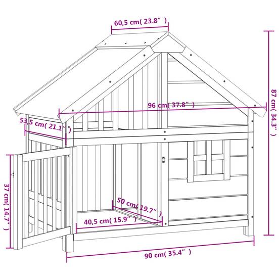 Niche pour Chien en Bois de Pin Massif Abri de Jardin Confortable avec Toit Étanche Brun - ComfortXL Pet Living - Image 8