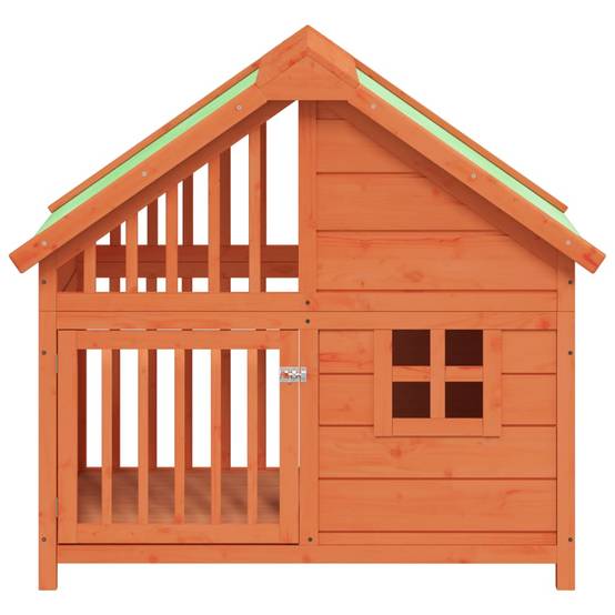 Niche pour Chien en Bois de Pin Massif Abri de Jardin Confortable avec Toit Étanche Brun - ComfortXL Pet Living - Image 3