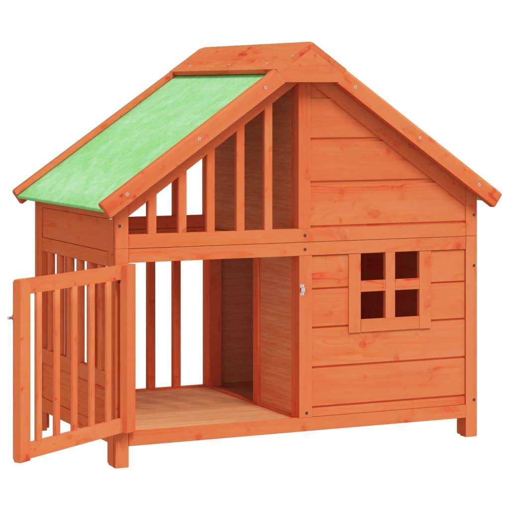 Niche pour Chien en Bois de Pin Massif Abri de Jardin Confortable avec Toit Étanche Brun - ComfortXL Pet Living - Image 4