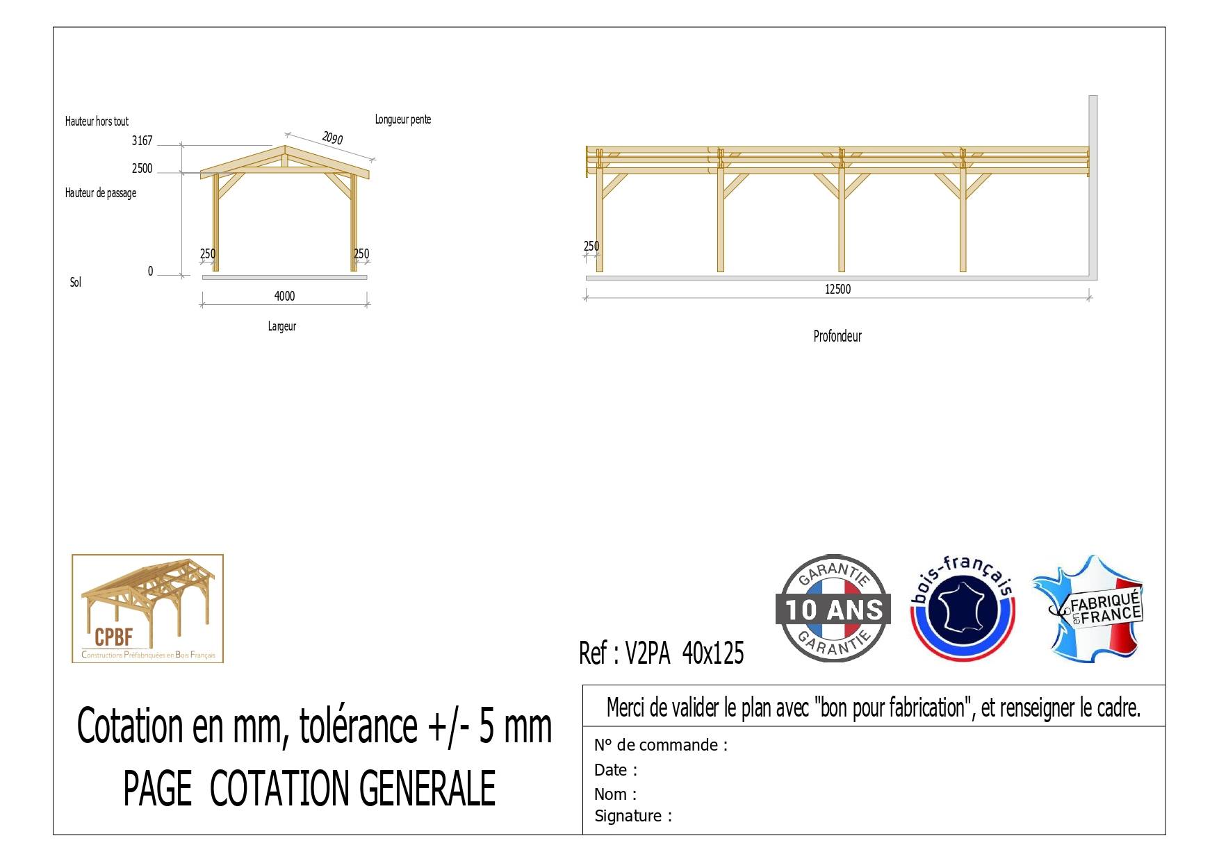 Cpbf Charpentes - Carport Bois Douglas Français 50 m² – 2 pentes adossé – 8 poteaux – Abri voiture extérieur – Garantie 10 ans - Image 3