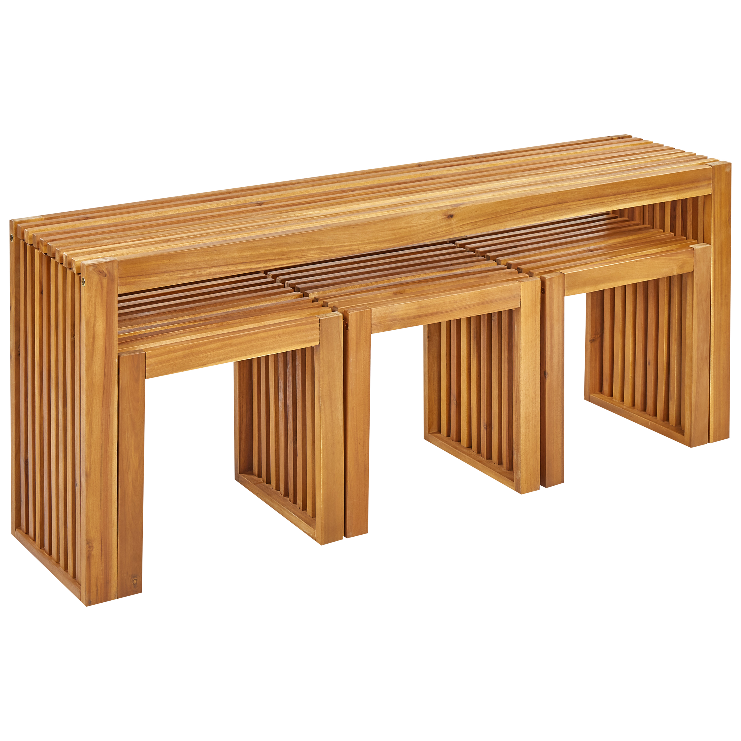 Beliani - Set de salle à manger, 3 Personnes Acacia Marron BELLANO - 150x35x60- Beliani - Image 2