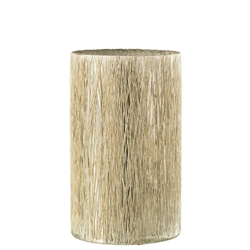 Photophore rond haut en verre argent 12x12x20cm - J-Line