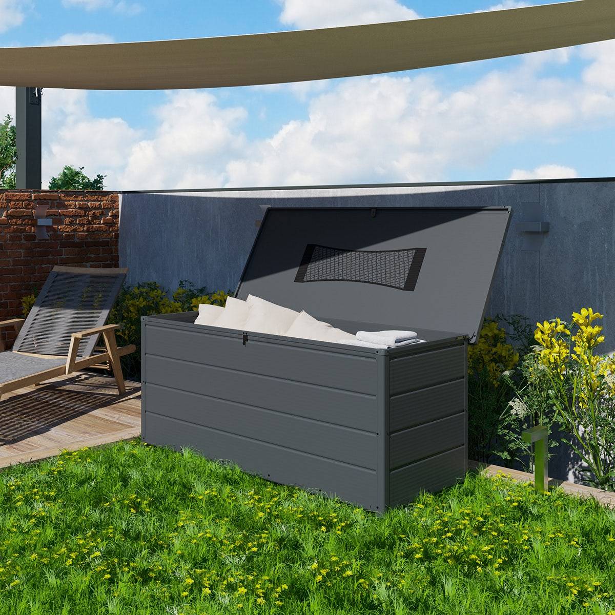 Trigano Jardin - Coffre de jardin resine anthracite 780 L - Image 3