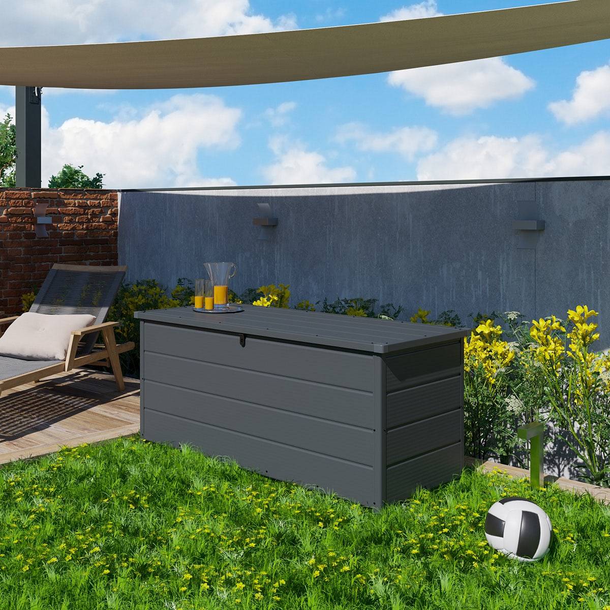 Trigano Jardin - Coffre de jardin resine anthracite 780 L - Image 1