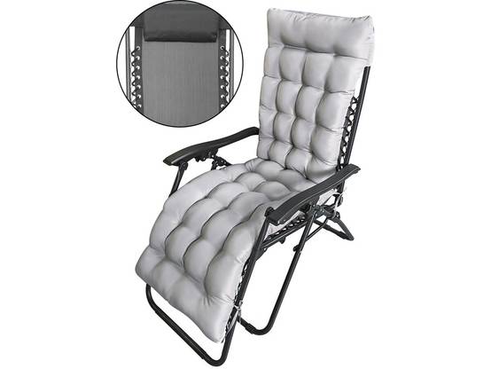 Habitat Et Jardin - Fauteuil De Jardin Relax Zéro Gravité Avec Coussin Matelassé "sintra" - Noir -habitat Et Jardin - Image 1