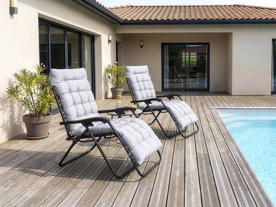 Habitat Et Jardin - Fauteuil De Jardin Relax Zéro Gravité Avec Coussin Matelassé "sintra" - Noir -habitat Et Jardin - Image 2