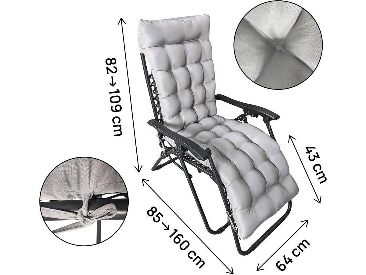 Habitat Et Jardin - Fauteuil De Jardin Relax Zéro Gravité Avec Coussin Matelassé "sintra" - Noir -habitat Et Jardin - Image 3