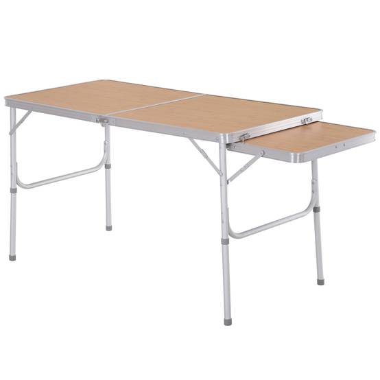 Table de camping pliante aluminium et MDF imitation bambou 120 x 60 x 70 cm - PANGIVO - Image 1