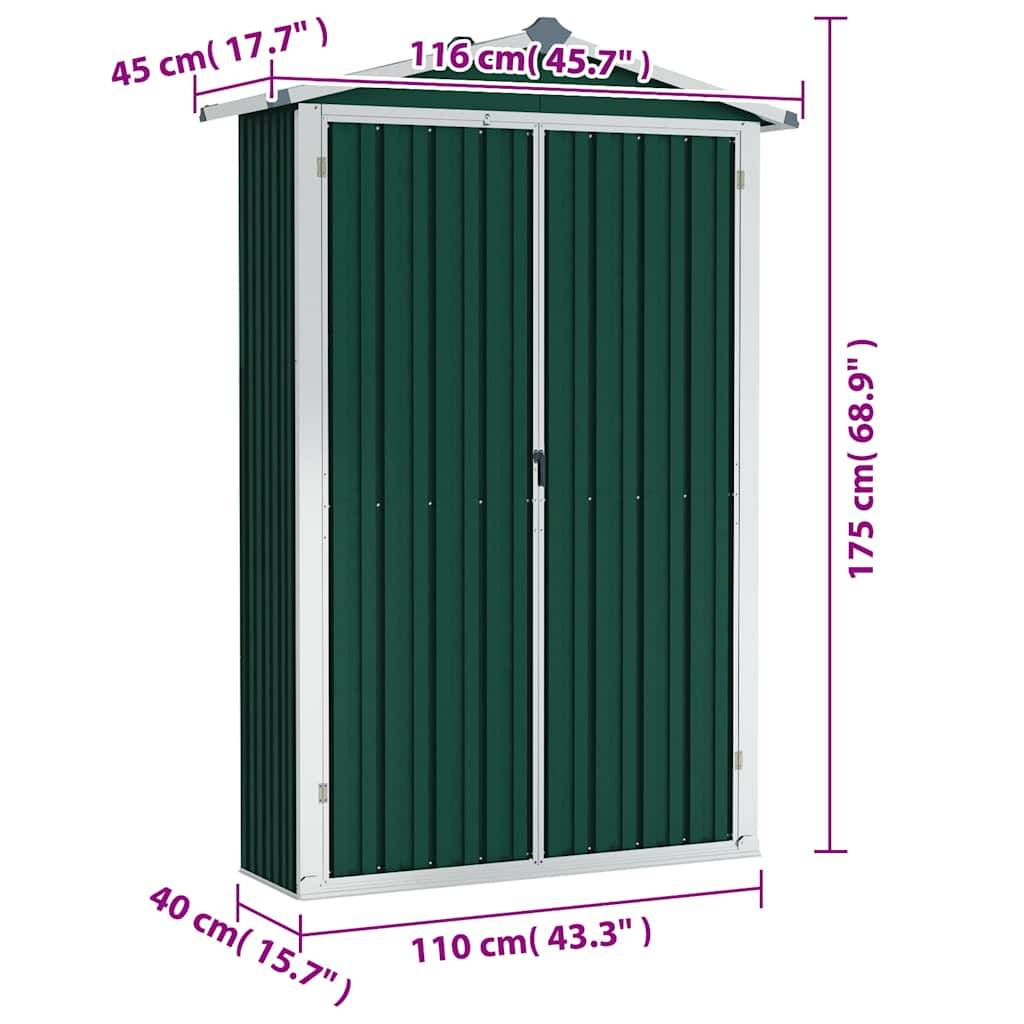 PANGIVO - Abri de jardin avec étagères - Acier galvanisé - Vert 116x45x175 cm - Surface au sol 0,52m² - PANGIVO - Image 10