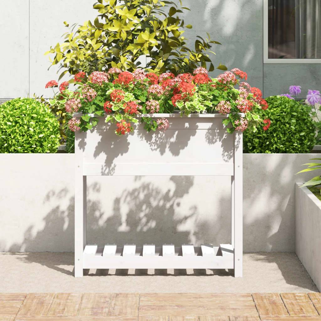 Maison Chic - Jardinière avec étagère - Bac à Fleurs Blanc 82,5x34,5x81cm Bois massif de pin - Image 3