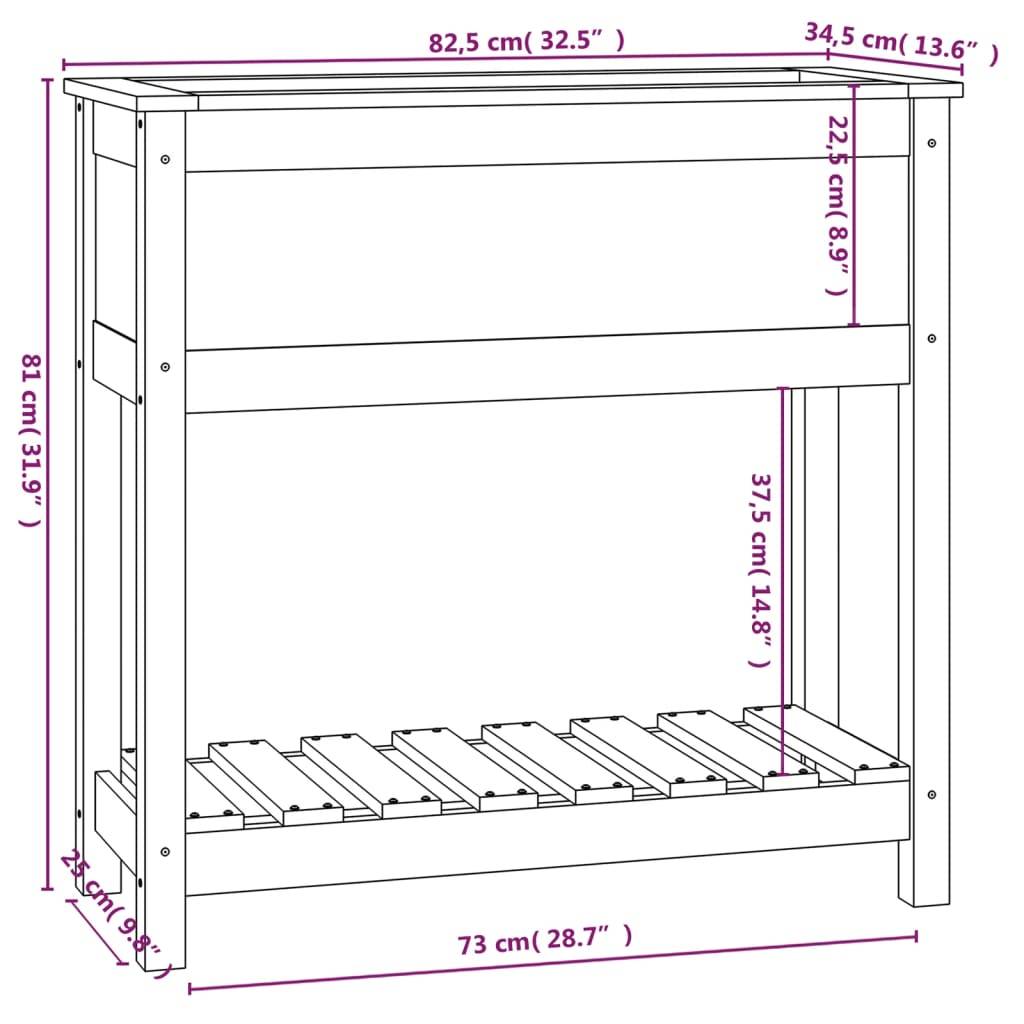 Maison Chic - Jardinière avec étagère - Bac à Fleurs Blanc 82,5x34,5x81cm Bois massif de pin - Image 8