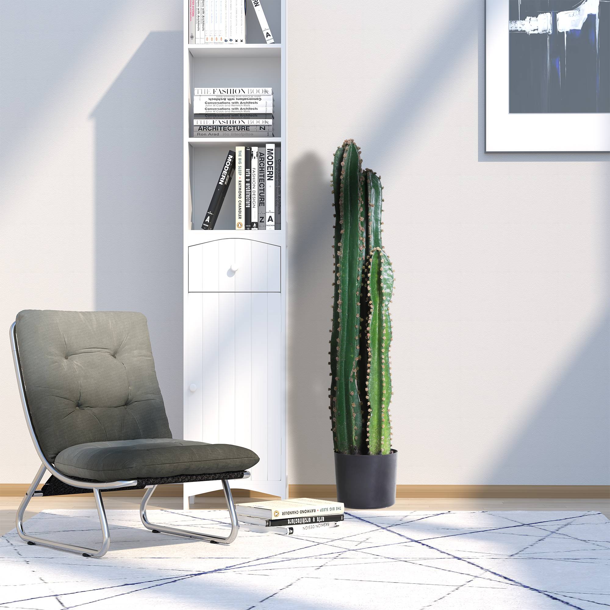 Cactus artificiel grand réalisme plante artificielle grande taille dim. Ø 17 x 98H cm vert - Image 3