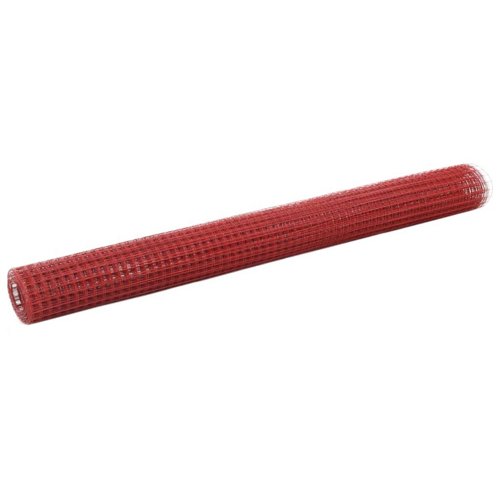 ComfortXL - Grillage Volière Acier PVC Jardin Protection Maille Carrée Rouge 25x1,5m - ComfortXL Outdoor Living - Image 1