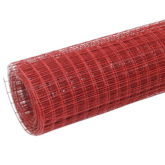 ComfortXL - Grillage Volière Acier PVC Jardin Protection Maille Carrée Rouge 25x1,5m - ComfortXL Outdoor Living - Image 2