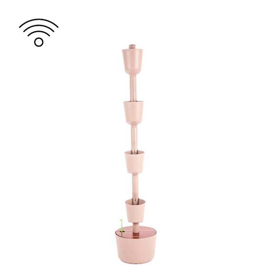 Jardinière verticale CitySens couleur écorce et bois teck avec 4 pots et arrosage automatique Wi-Fi - Image 2